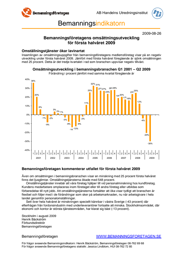 Bemanningsindikatorn halvårsrapport 2009