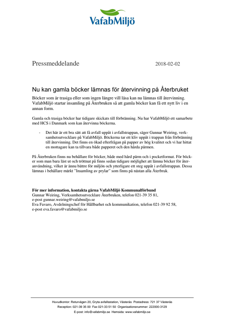 Nu kan gamla böcker lämnas för återvinning på Återbruket