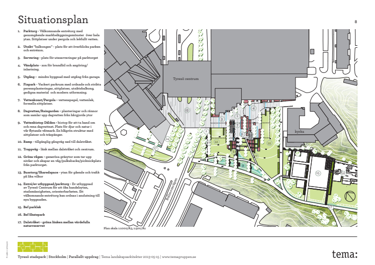 Nytt centrumtorg och stadspark i Tyresö - situationsplan