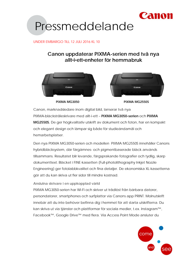 Canon uppdaterar PIXMA-serien med två nya allt i ett enheter för hemmabruk 