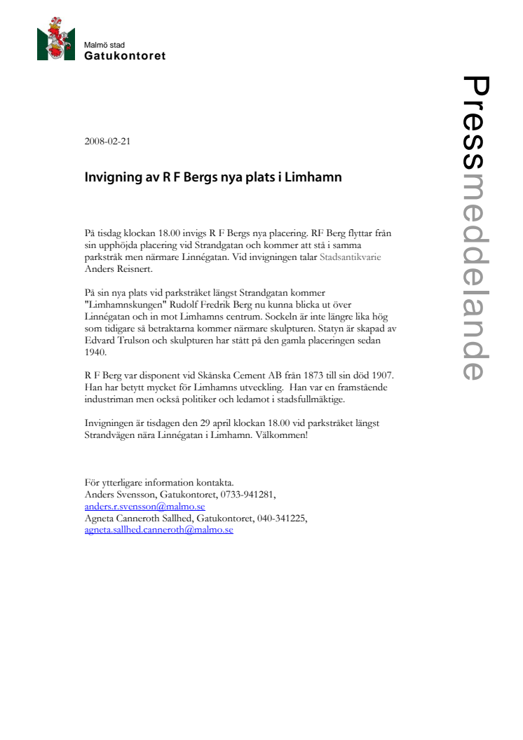 Invigning av R F Bergs nya placering i Limhamn