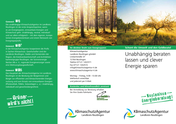 Flyer KlimaschutzAgentur im Landkreis Reutlingen gGmbH