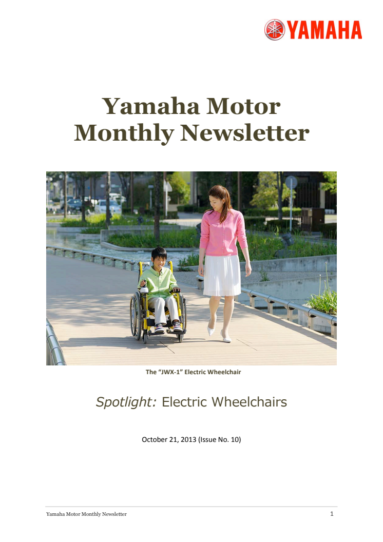 Yamaha Motor Monthly Newsletter No.10(Oct.2013) Electric Wheelchairs