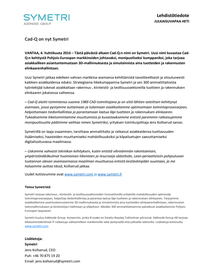 Cad-Q on nyt Symetri