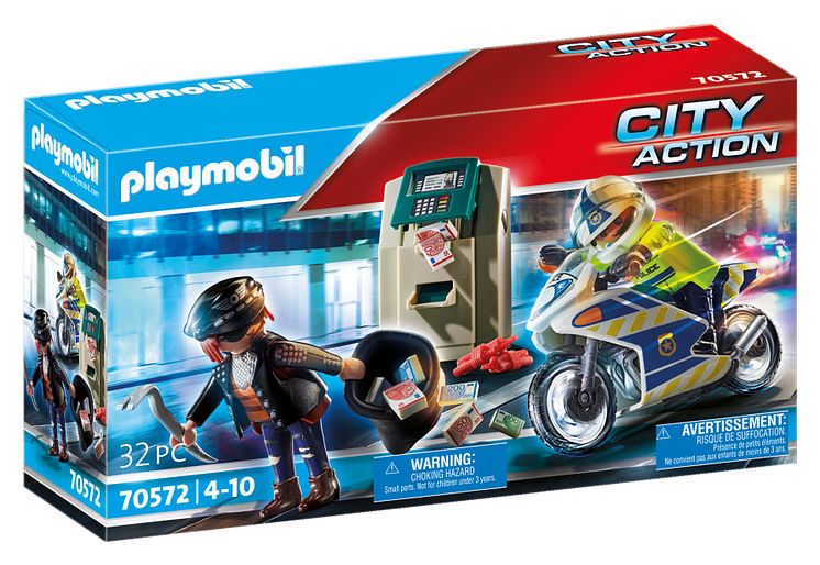 Polizei-Motorrad: Verfolgung des Geldräubers (70572) von PLAYMOBIL