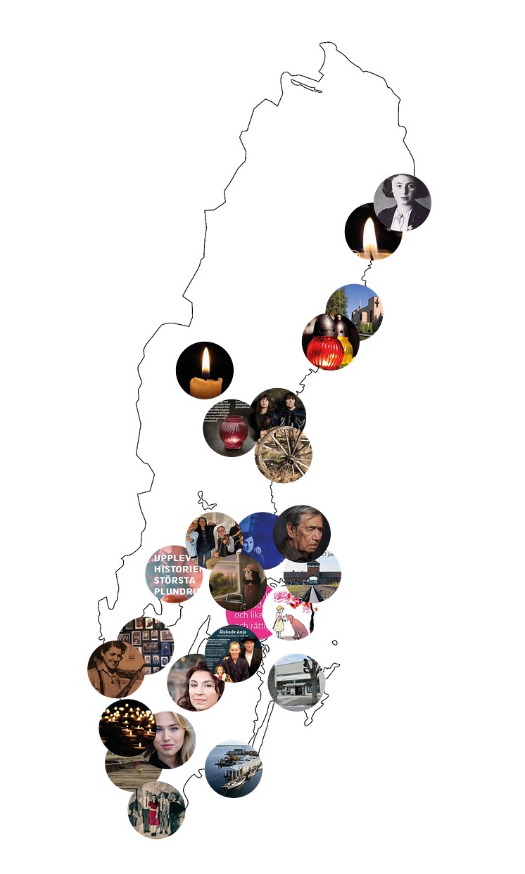 Sverigekarta med bilder Förintelsens minnesdag 2023_png