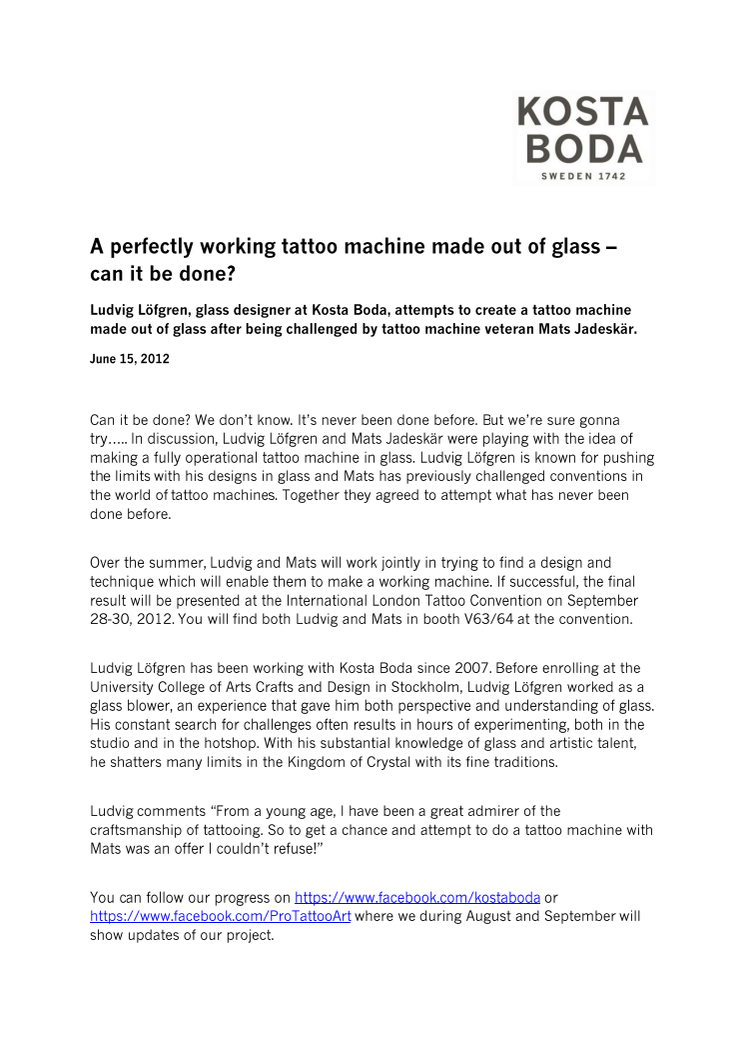 Press Release Tattoo Machine of Glass (PDF)