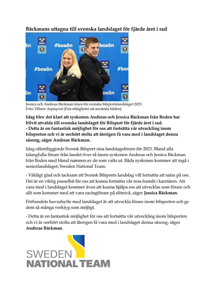 230324 SWE Pressrelease, Sweden National Team Announcement.pdf