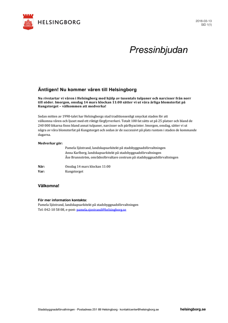 Pressinbjudan: ​Äntligen! Nu kommer våren till Helsingborg