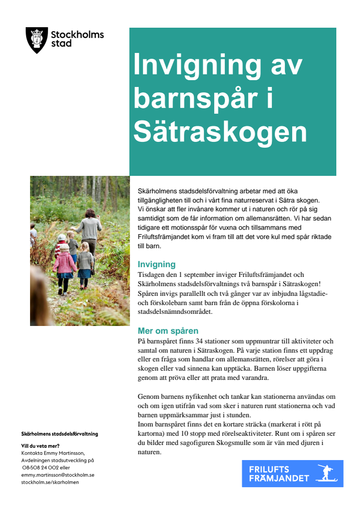 Invigning av barnspår i Sätraskogen