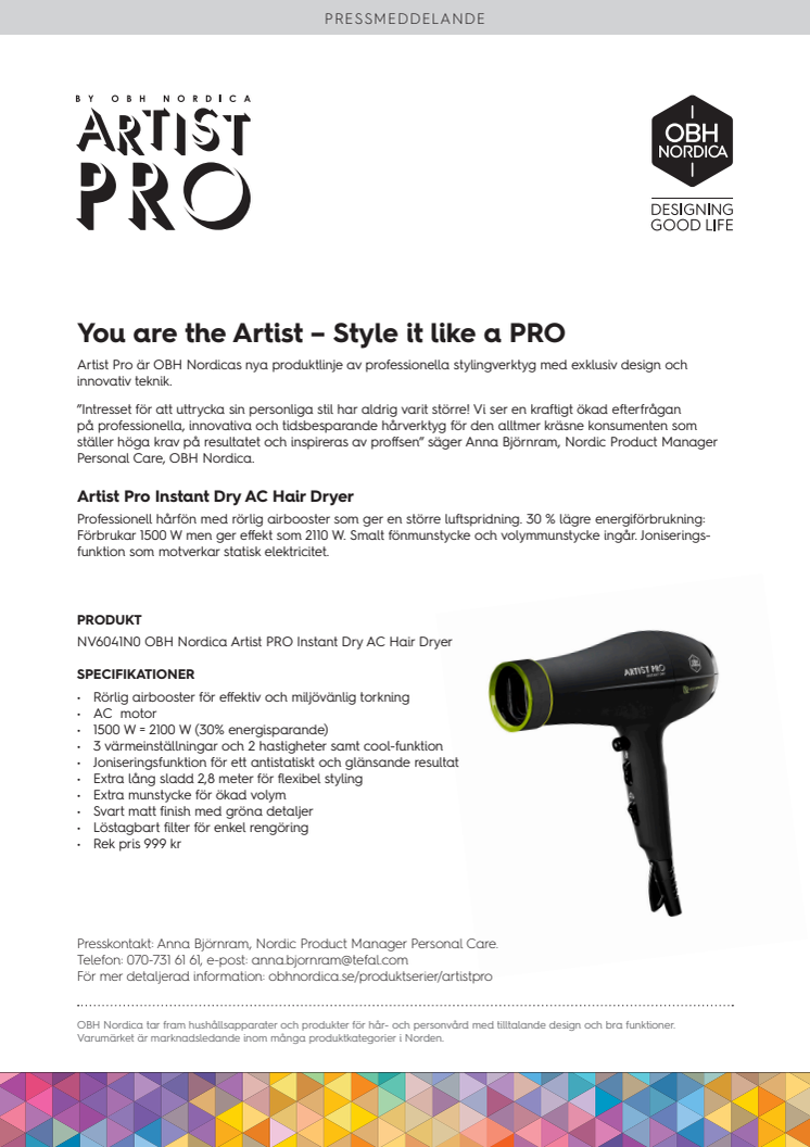 Artist Pro Instant Dry AC Hair Dryer 