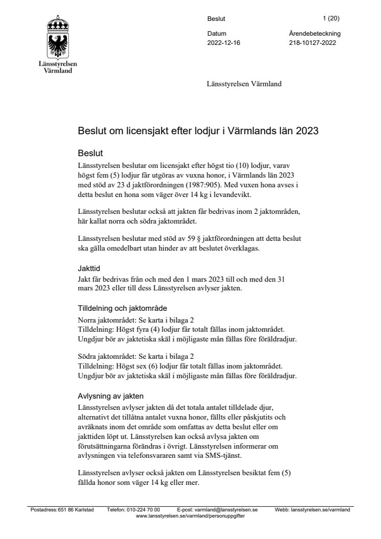 Beslut om licensjakt på lodjur i Värmlands län 2023(22813922).pdf