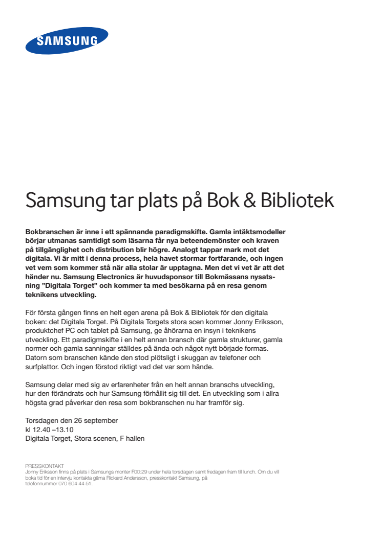 Samsung tar plats på Bok & Bibliotek