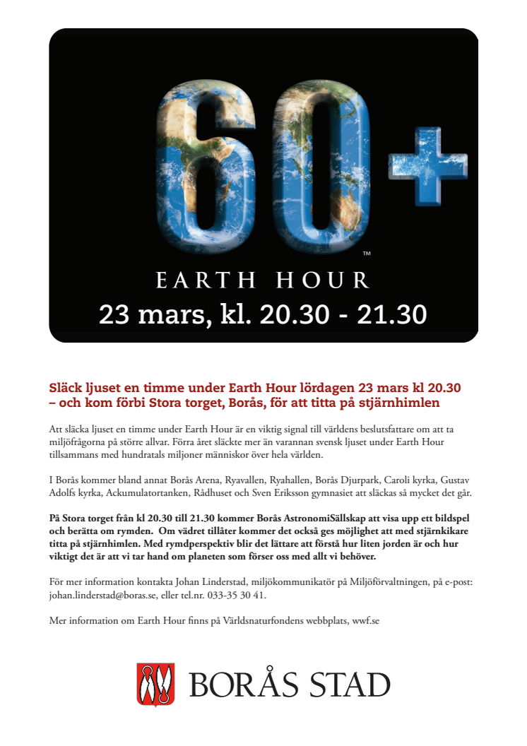 Program för Earth hour i Borås 2013