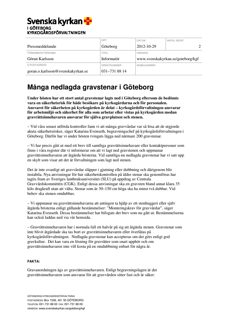 Många nedlagda gravstenar i Göteborg