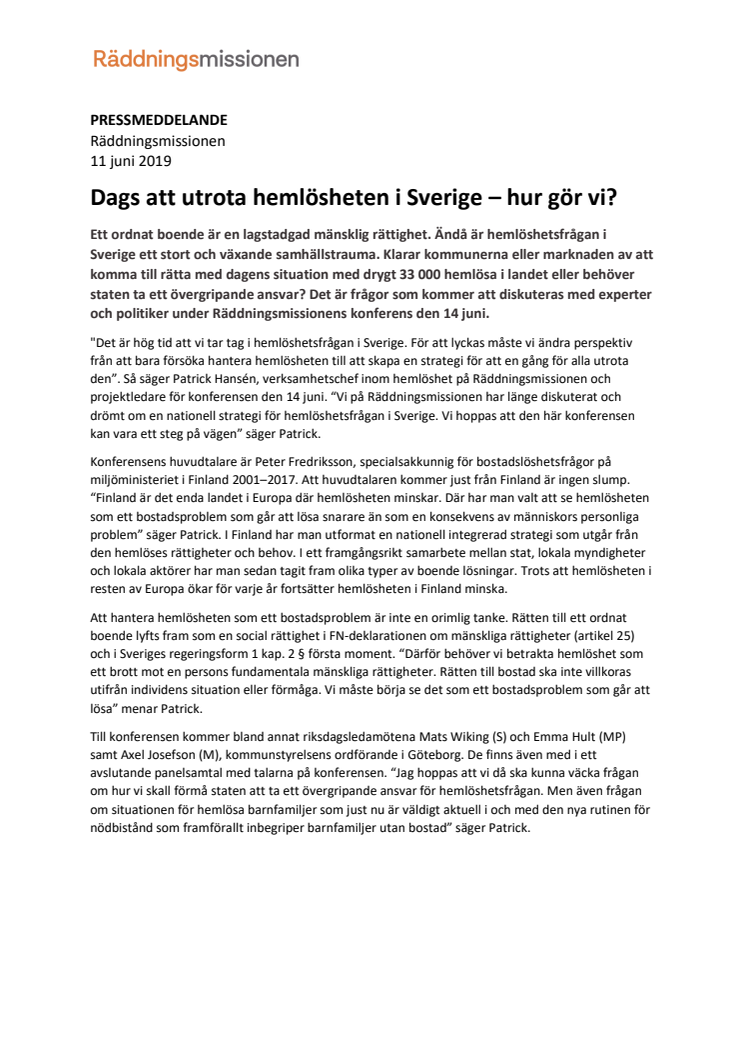 Dags att utrota hemlösheten i Sverige – hur gör vi? 