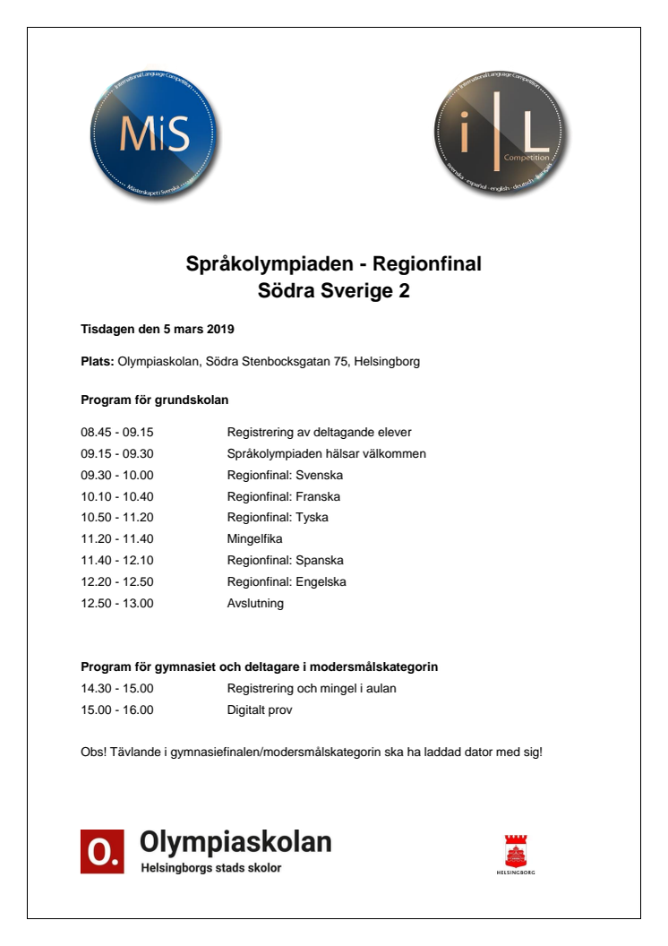 Olympiaskolan i Helsingborg värd för regionfinal i språkolympiaden