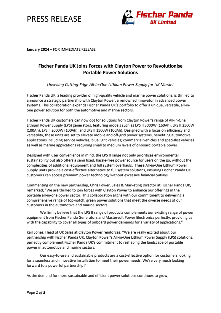Fischer Panda UK - Clayton Power Partnership Press Release.pdf