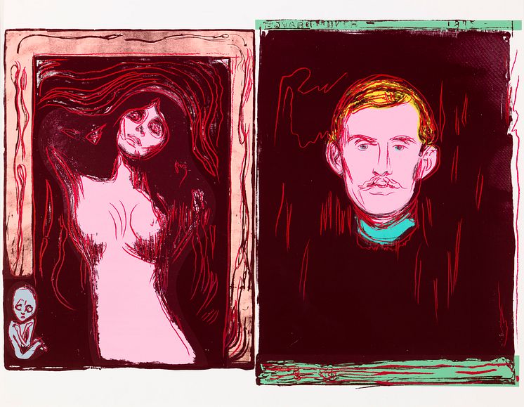 Andy Warhol, Madonna and Self-Portrait with Skeleton Arm (After Munch), 1984.