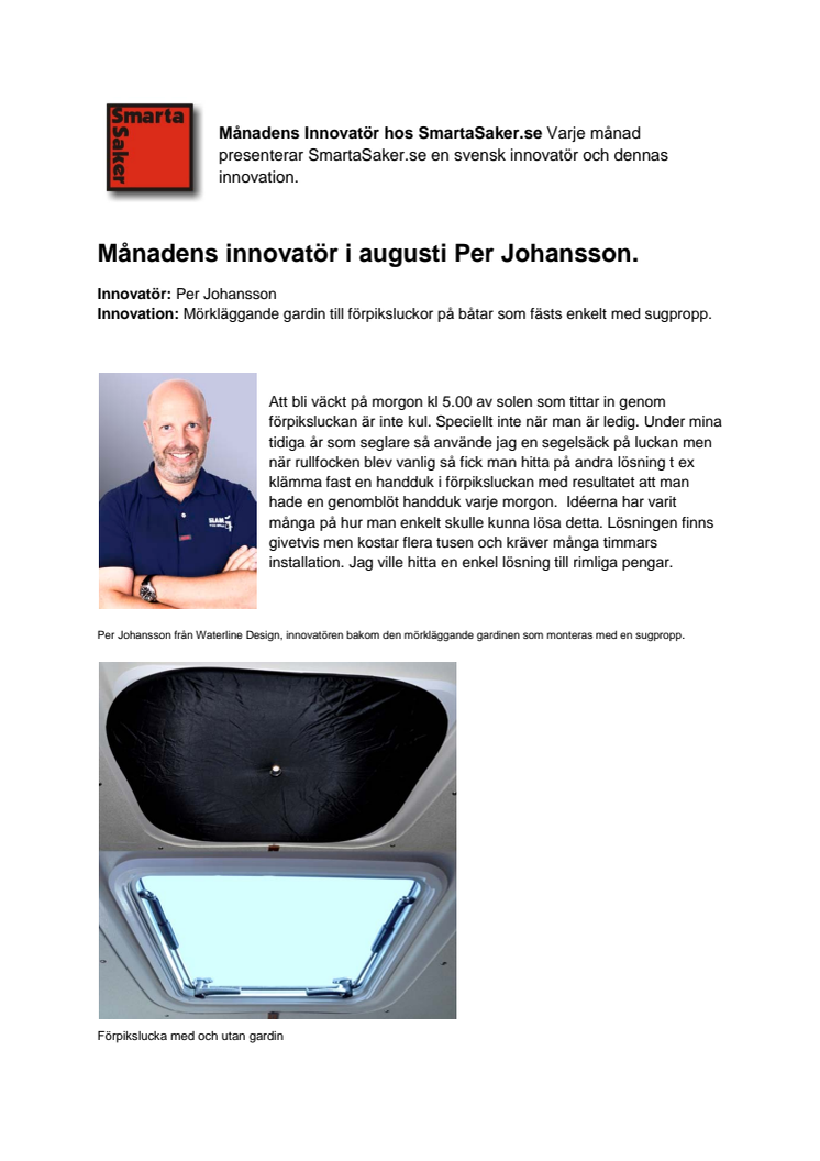 Månadens innovatör i augusti Per Johansson.