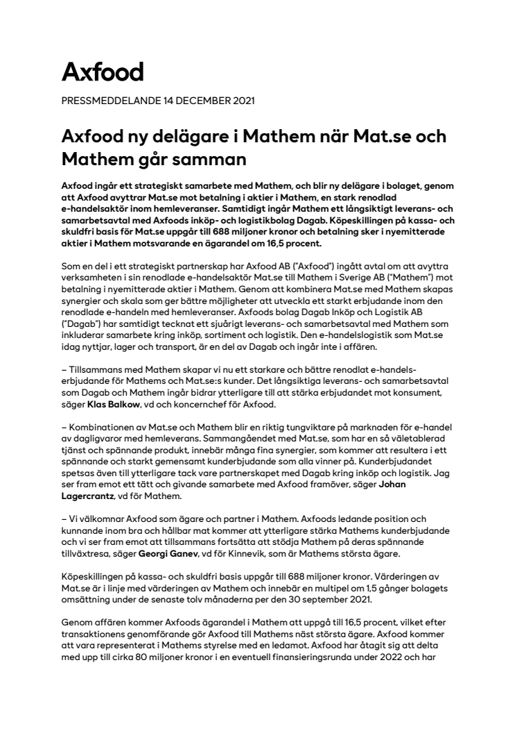  Pressmeddelande 211214_Axfood ny delägare i Mathem när Mat.se och Mathem går samman.pdf