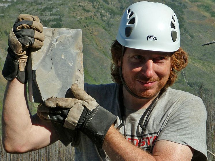 Michael Streng with fossil