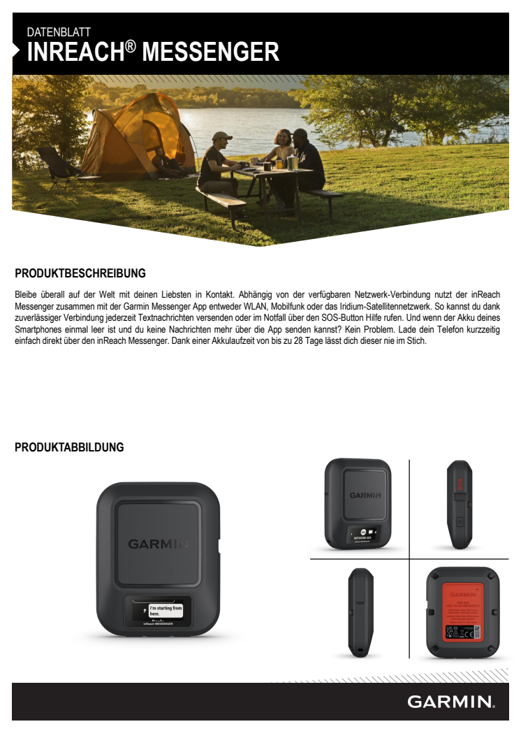 Garmin Datenblatt inReach Messenger