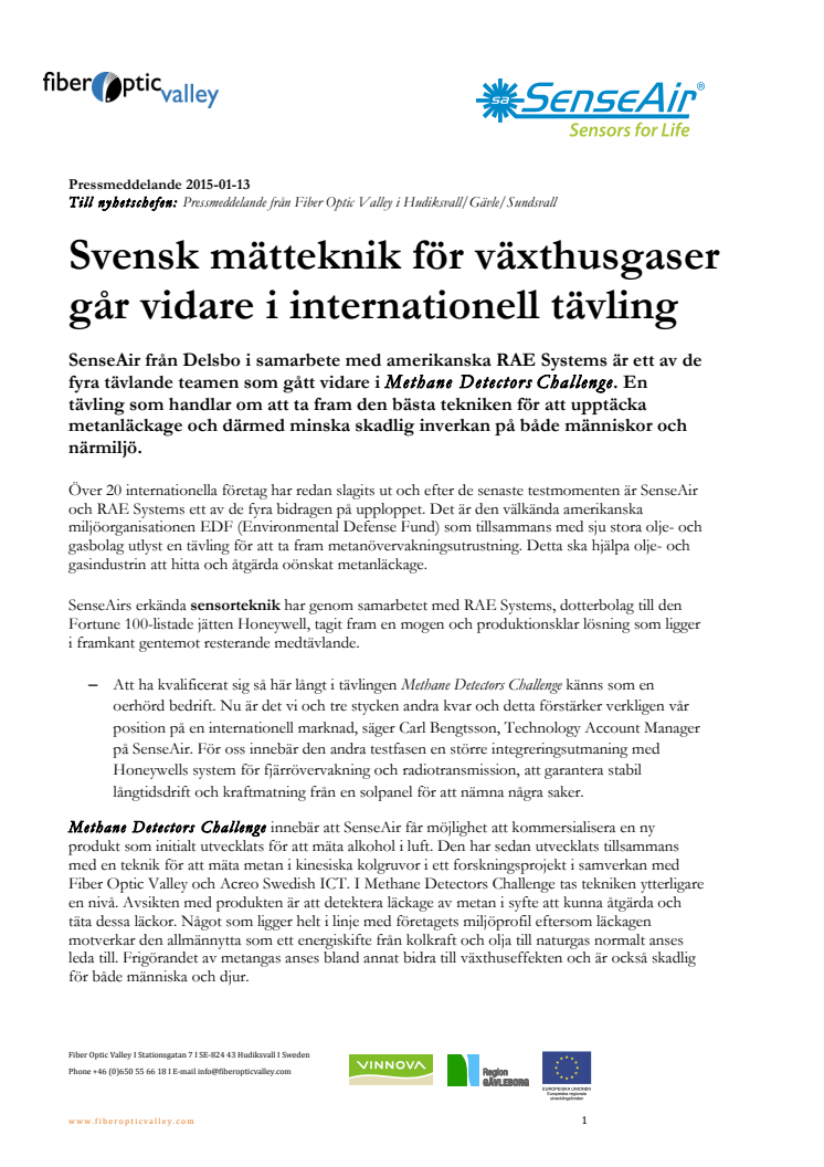 ​Svensk mätteknik för växthusgaser går vidare i internationell tävling