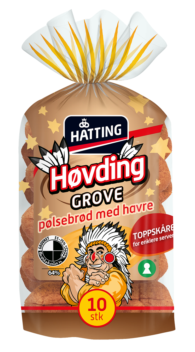 Hatting Høvding grove pølsebrød toppskåret