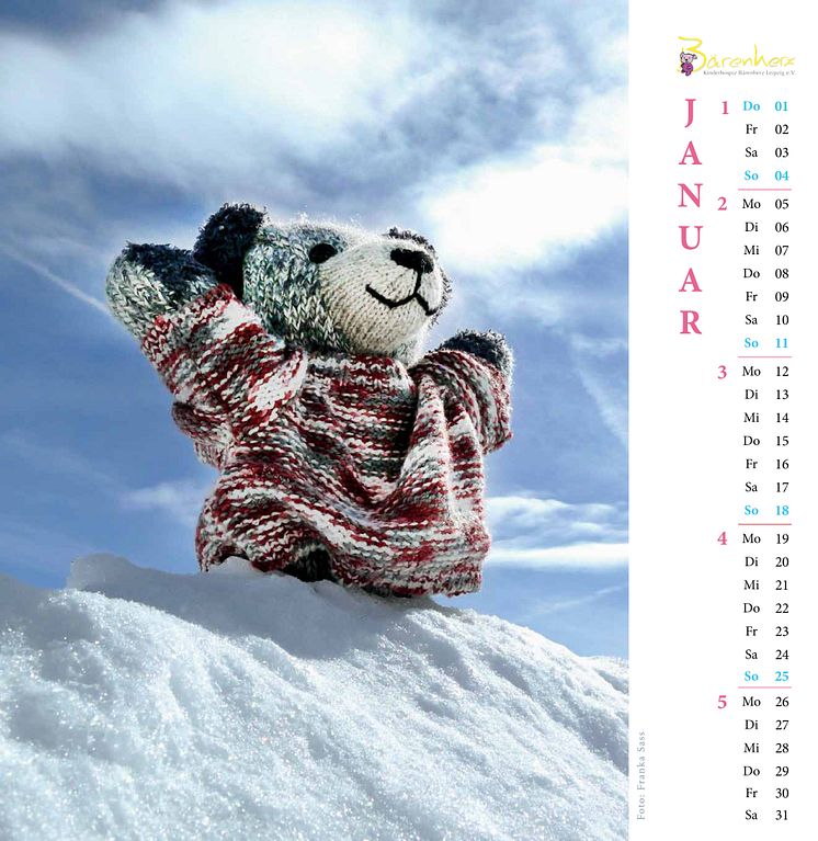 Bärenherz-Kalender 2015: Jeder Monat präsentiert bunte Strickbärchen in Aktion