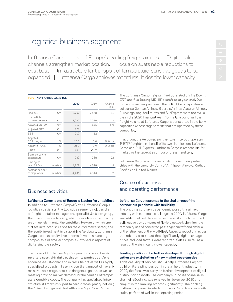 Annual Report Lufthansa Group 2020, Extract Lufthansa Cargo