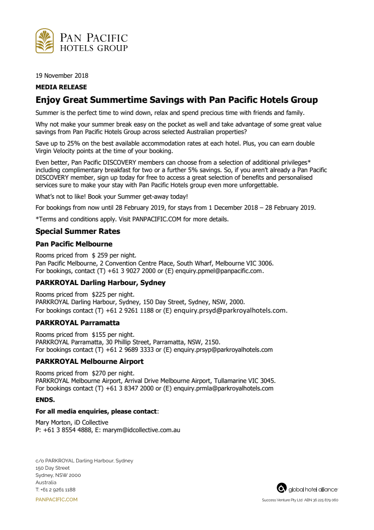 Enjoy Great Summertime Savings with Pan Pacific Hotels Group