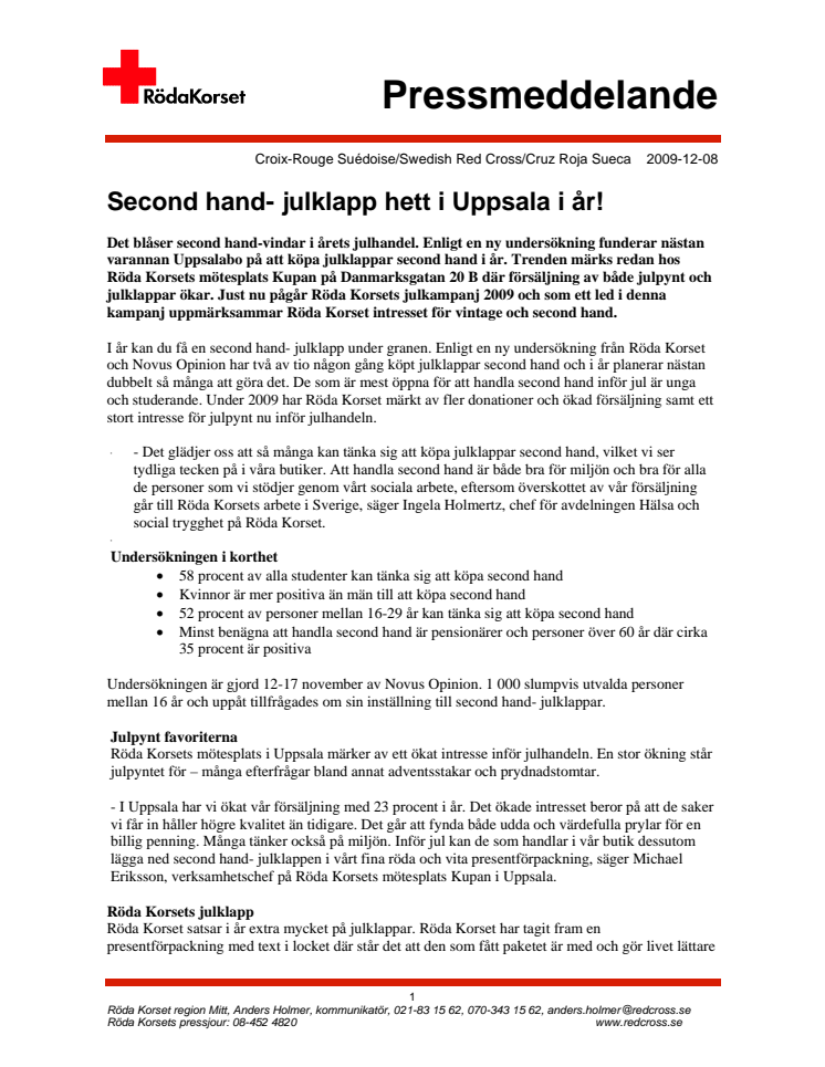 Second hand- julklapp hett i Uppsala i år!