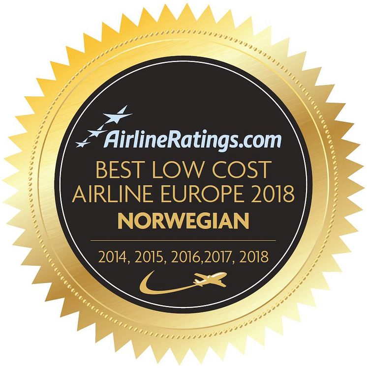 Logo: Norwegian AirlineRatings.com-vinder