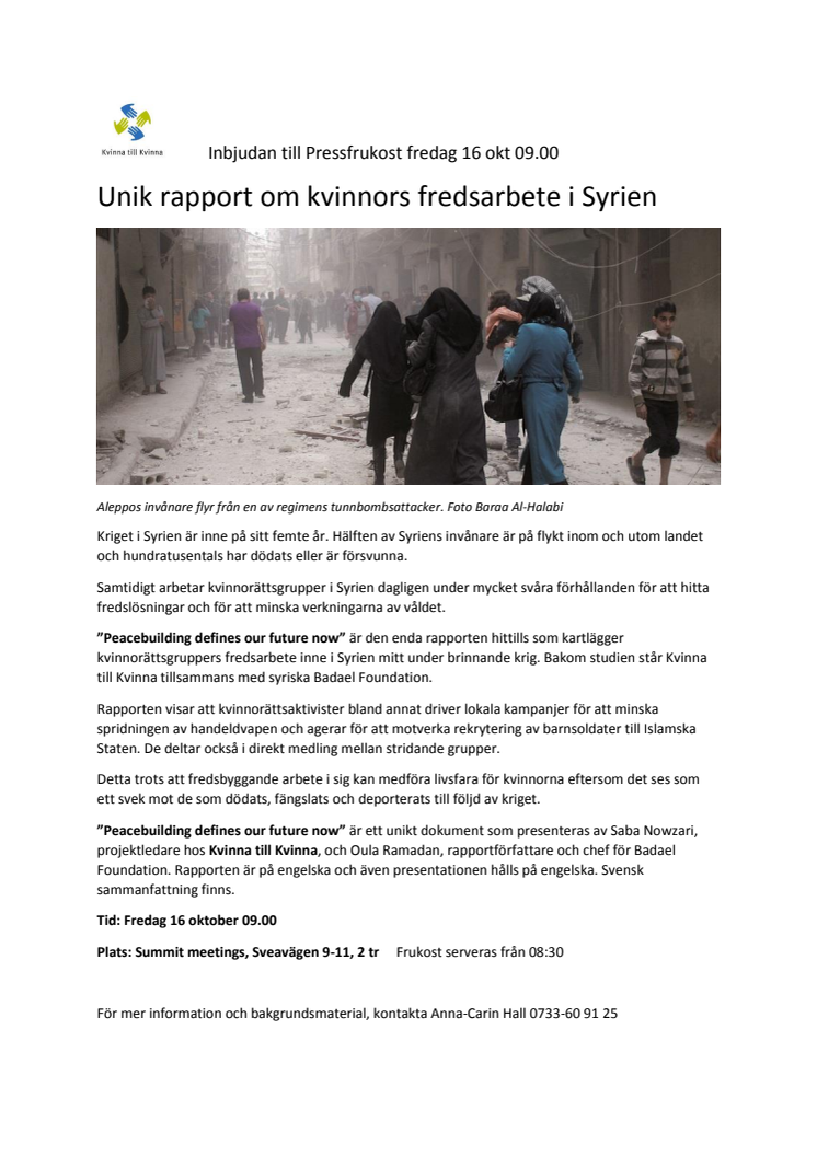 Unik rapport om kvinnors fredsarbete i Syrien