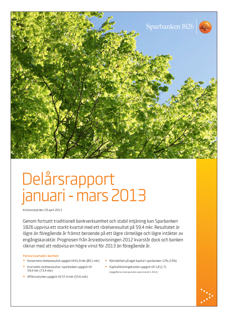 Delårsrapport - januari - mars 2013
