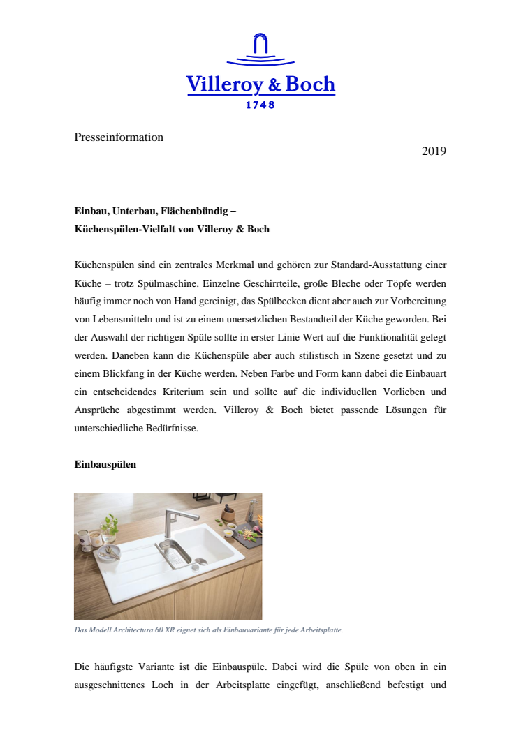 Einbau, Unterbau, Flächenbündig –  Küchenspülen-Vielfalt von Villeroy & Boch