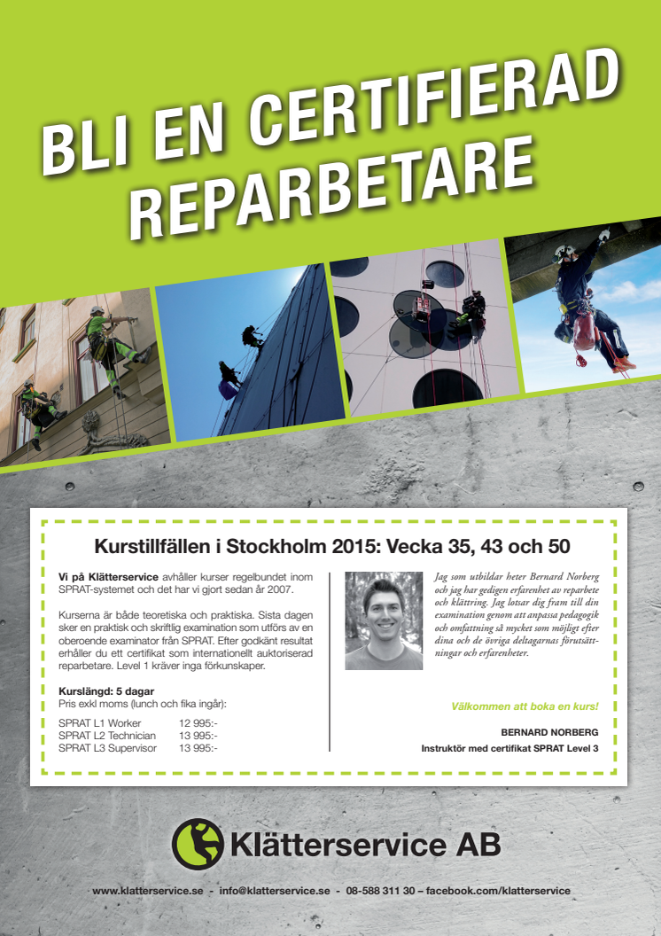 Klätterservice kursplan SPRAT 2015