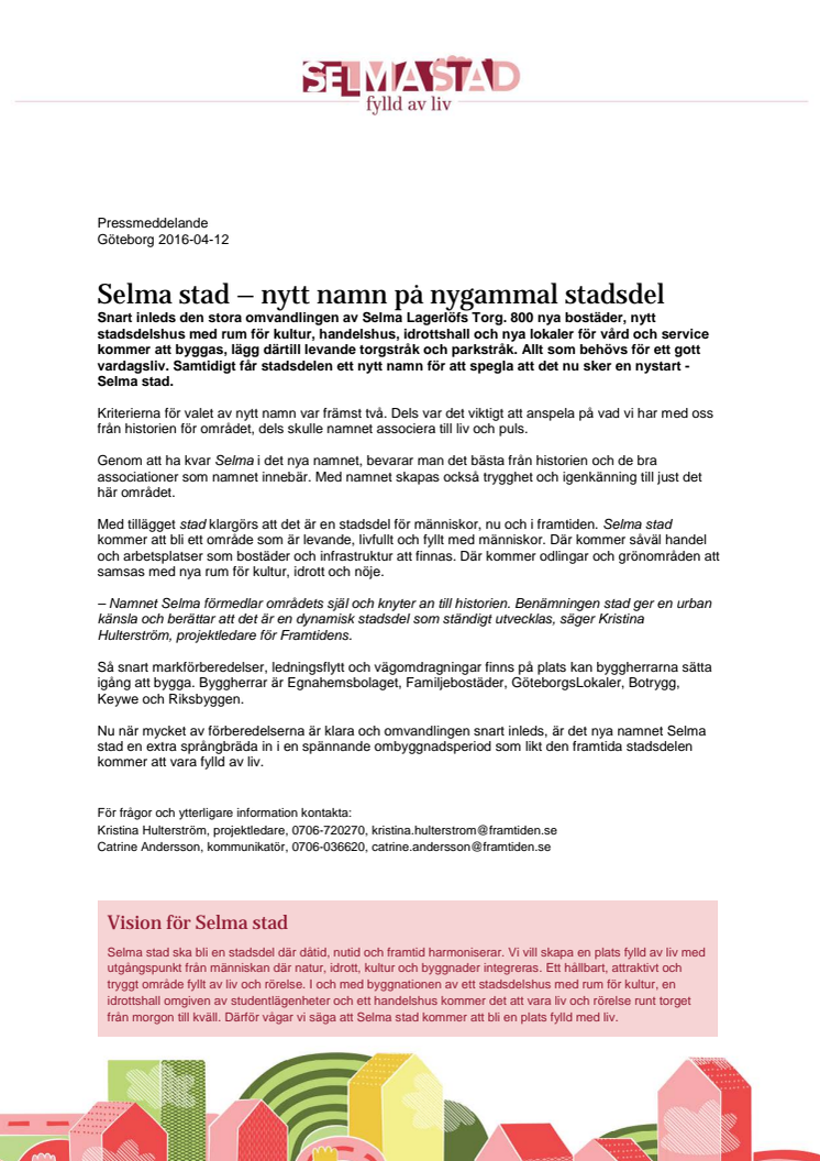 Selma stad - GöteborgsLokaler bygger torget 