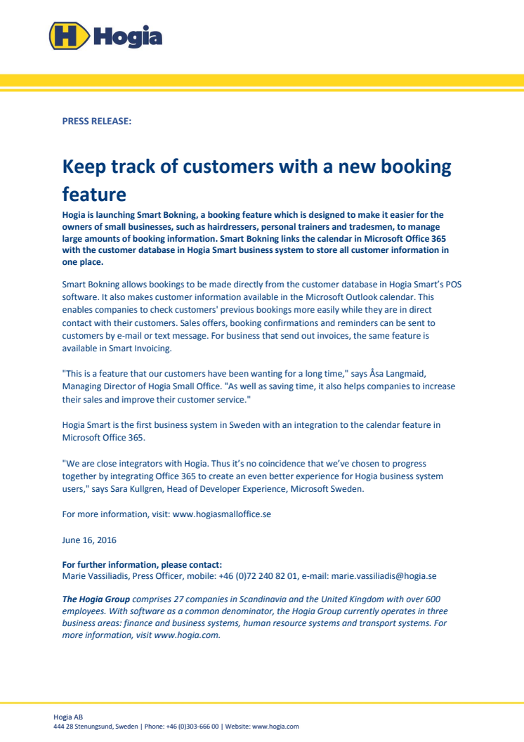 Keep track of customers with a new booking feature