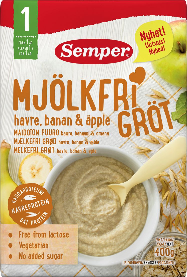 Nytt recept på Mjölkfri gröt 1 år