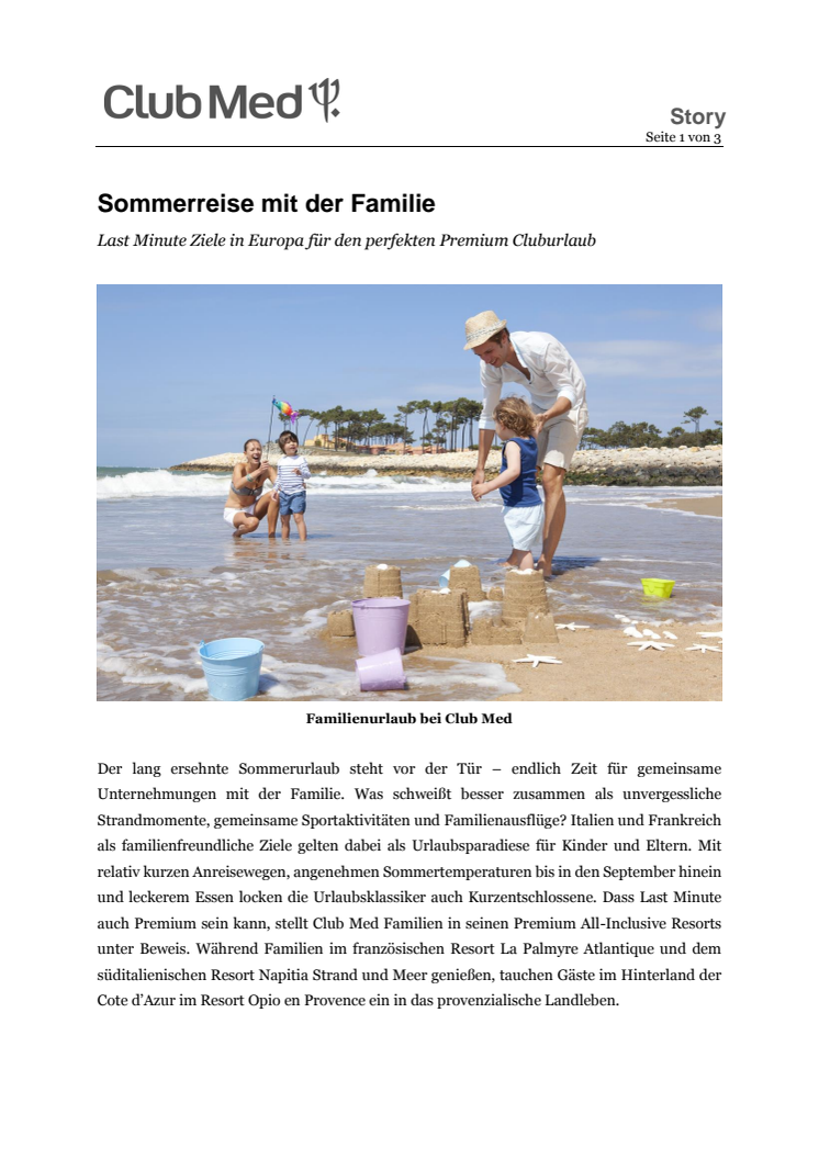 Sommerreise mit der Familie