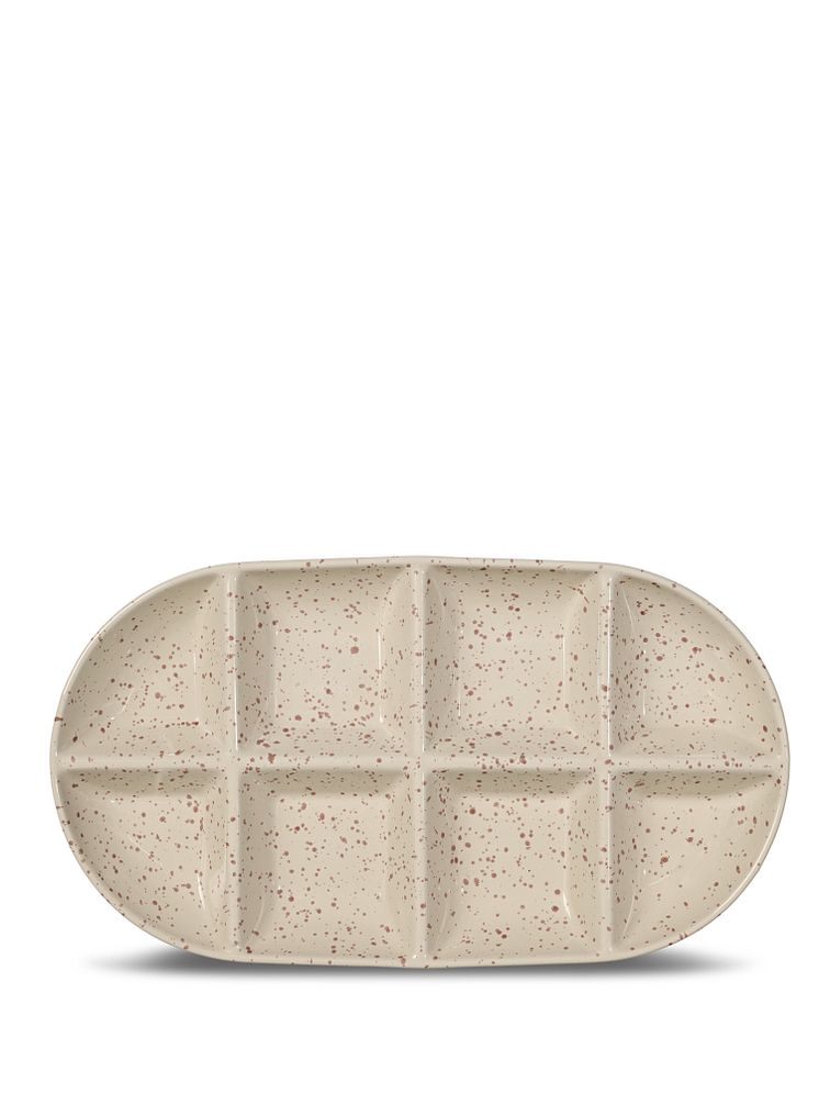 Ditte serving plate large beige/bordeaux