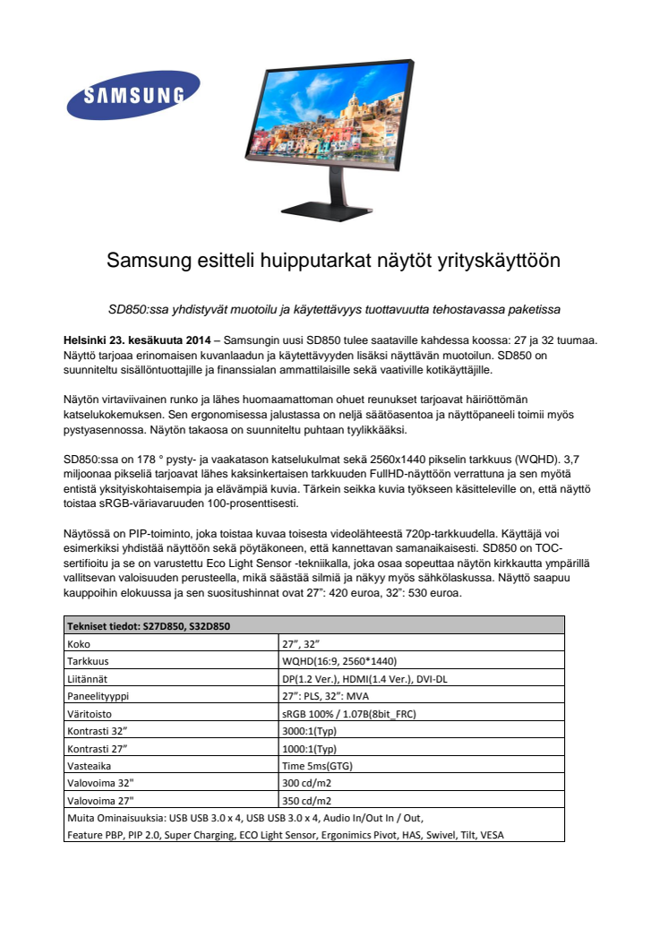 Samsung esitteli huipputarkat näytöt yrityskäyttöön