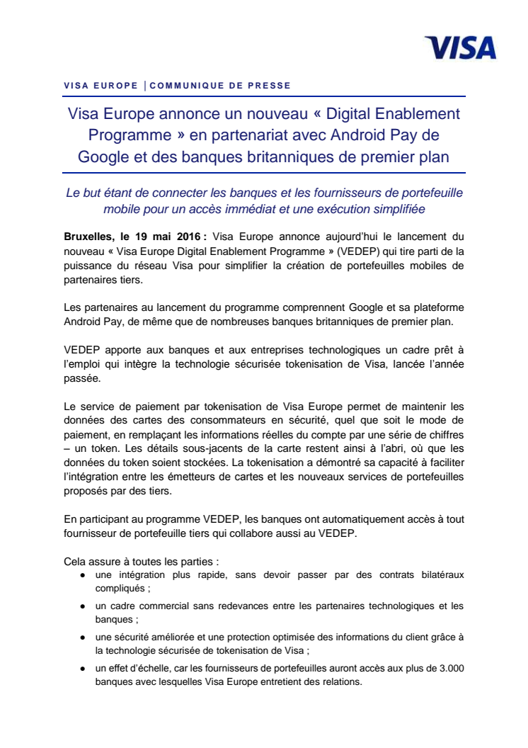Android Pay désormais disponible pour les titulaires de cartes Visa de BNP Paribas Fortis en Belgique