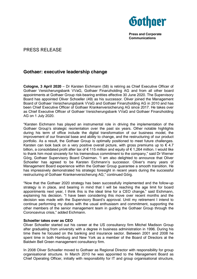 Press Release: executive leadership change