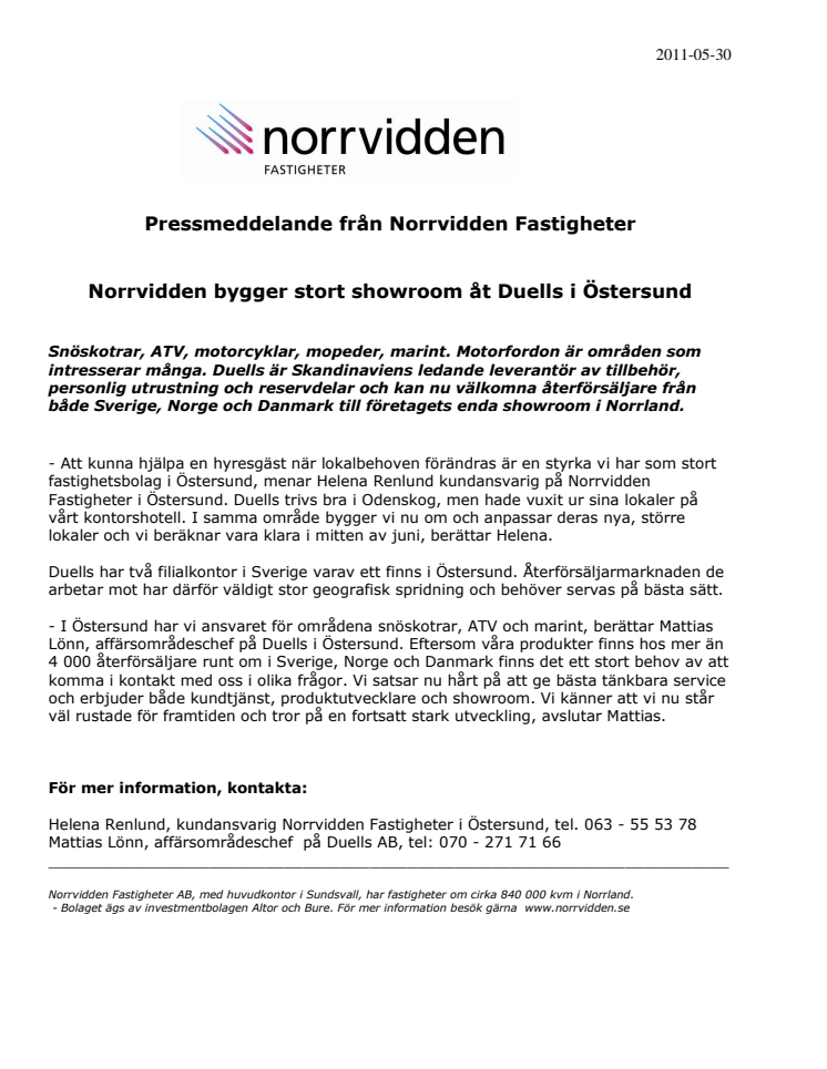 Norrvidden bygger nytt showroom åt Duells i Östersund