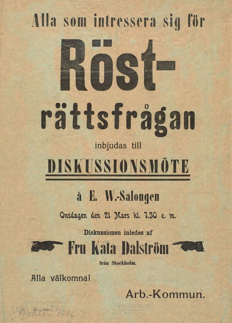 Rösträttsfrågan/Petra Bauer affisch