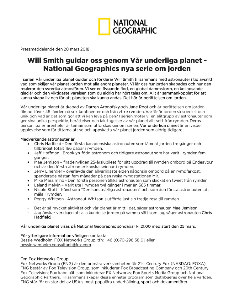​Will Smith guidar oss genom Vår underliga planet - National Geographics nya serie om jorden