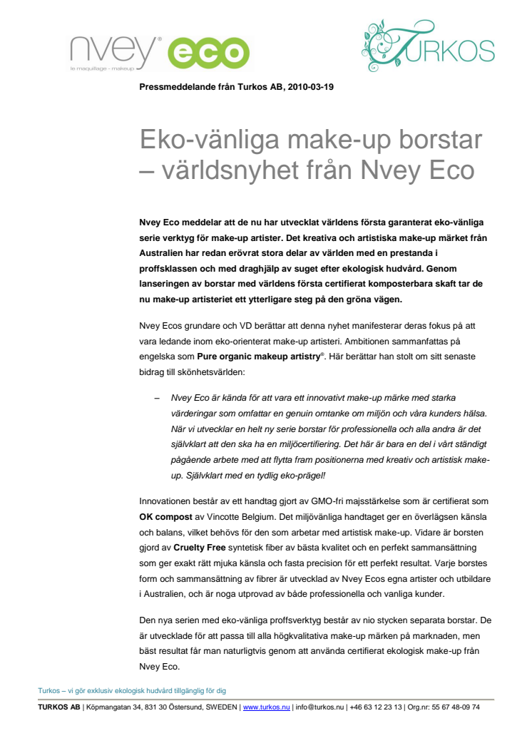 Eko-vänliga make-up borstar – världsnyhet från Nvey Eco